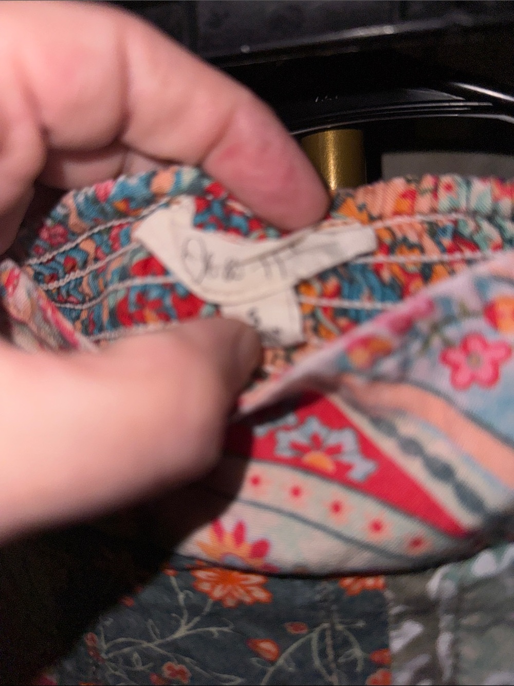 Oli & Hali Patchwork A-Line Midi Skirt in Green, Pink & Cream - Picture 2 of 6